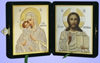 Складень в футляре 8х11 бархат, конгрев,Иисус Христос Спаситель Владимирской Божьей матери, икона Богородицы