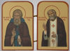 Folding wooden 8h11 double, embossed,Sergius of Radonezh and Seraphim of Sarov