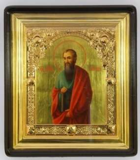 Icon picturesque in the frame 30x40 oil on openwork frame, gilt background, gilt sub-frame