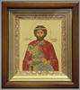 Икона в киоте 11х13 сложный, темпера, рамка золочёная,Александр Невский