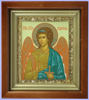 Икона в киоте 11х13 сложный, темпера, рамка золочёная,Ангел Хранитель
