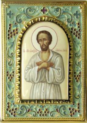 The icon of the nominal No. 2 enamel, enamel /gold plating /Alexey man of God