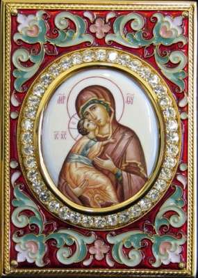 Икона именная №2 эмаль, финифть /золочение /,Владимирской Божьей матери, икона Богородицы