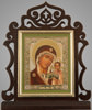 Икона настольная 6х7 двойное тиснение, золоченая рамка,Казанской Божьей матери, икона Богородицы