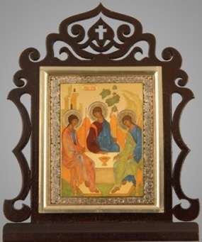 Icon desktop 6x7 double embossed, gilded frame of our lady of Kazan icon of the virgin for an Abbot