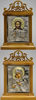 Ікона настільна №1 11х13 різа нікель, різьблене навершие, Ісус Христос Спаситель Володимирської Божої матері, ікона Богородиці