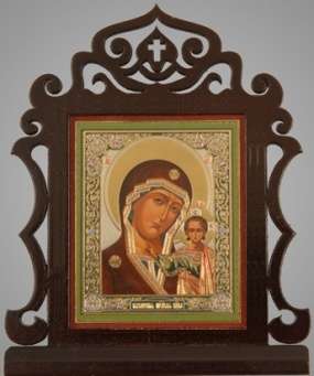 Икона настольная 6х7 двойное тиснение,Казанской Божьей матери, икона Богородицы