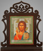 Икона настольная 6х7 двойное тиснение,Иисус Христос Спаситель