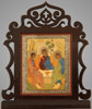 Икона настольная 6х7 двойное тиснение,Троица Рублевская
