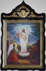 Icon case with carved figural finial under the icon 30x40