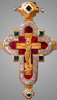Крест наперсный № 143 серебро литьевое распятие, гильяш, эмаль