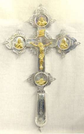 Крест напрестольный №2 рант, литье, гравировка /золочение / серебро
