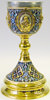 Cup 1.0 l 4-molded face, filigree, enamel /gold plating / silver glass