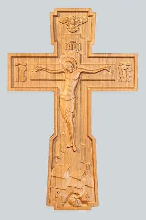 Крест №1 с объемной резьбой берёза