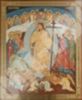 Εικόνα της Ανάστασης του Χριστού 36 1000 σε μια άκαμπτη πλαστικοποίηση 8x11 με στροφή, σφράγιση, κοπή με κοπή, ένα σωματίδιο φωτός Γη
