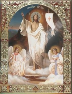 Εικόνα της Ανάστασης του Χριστού 2 1000 σε ξύλινο σκελετό 24x30 ζεστό σφραγιστικό ιερό