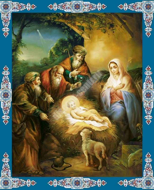 The icon of the Nativity of Christ 11 in wooden frame No. 1 11х13 double embossing, packing Shrine