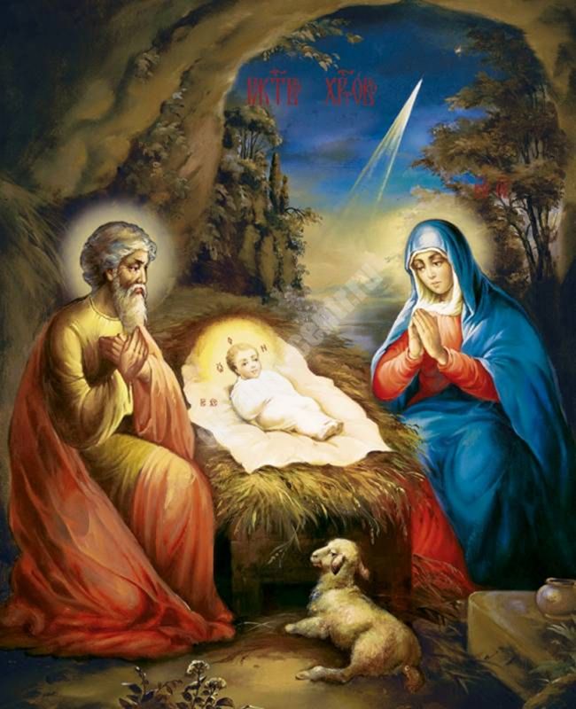 Икона Рождество Христово 12 в деревянной рамке №1 11х13 двойное тиснение, с частицей святой земли в мощевике, упаковка Животворящая