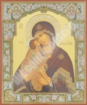 Донська ікона Божа матір Богородиця 2 в дерев'яній рамці №1 11х13 подвійне тиснення чудотворна
