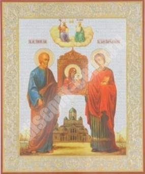 Ікона Избавительница в дерев'яній рамці №1 11х13 подвійне тиснення церковно слов'янська