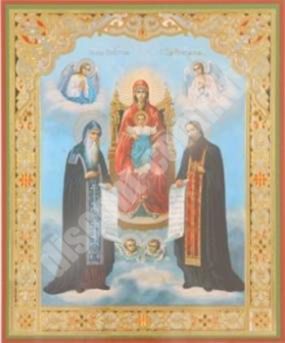 Икона Киево-Печерская Божья матерь Богородица на деревянном планшете 6х9 двойное тиснение, упаковка, ярлык в церковь