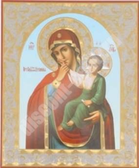 The icon of the joy and consolation of God the virgin mother of 2 on a wooden tablet 30x40 double embossing, chipboard, PVC temple