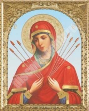 Εικόνα Επτά καρφίτσα Μητέρα του Θεού Μητέρα του Θεού σε ξύλινο πλαίσιο 11x13 ανάγλυφη σφραγίδα, συσκευασία Ορθόδοξη