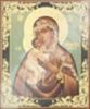 Икона Феодоровская Божья матерь Богородица 01 на деревянном планшете 6х9 двойное тиснение, аннотация, упаковка, ярлык в церковь