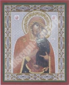 Икона Толгская Божья матерь Богородица на деревянном планшете 6х9 двойное тиснение, аннотация, упаковка, ярлык славянская