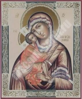 The Donskaya icon of the mother of God mother of God 01 on a wooden tablet 30x40 double embossing, chipboard, PVC Light