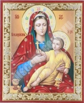 Ікона Козельщанская Божа матір Богородиця на дерев'яному планшеті 6х9 подвійне тиснення, анотація, упаковка, ярлик святительская