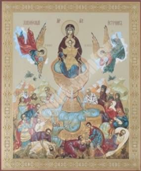 Ікона Живоносне Джерело 4 на оргалите №1 30х40 подвійне тиснення православна