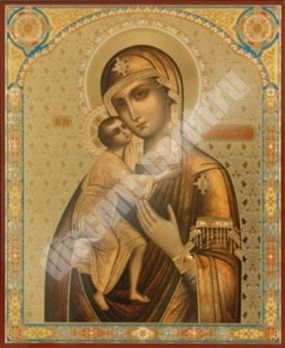 The Theodorov icon of the mother of God mother of God 4 in rigid lamination 8h11 turnover, double embossing, die cutting healing