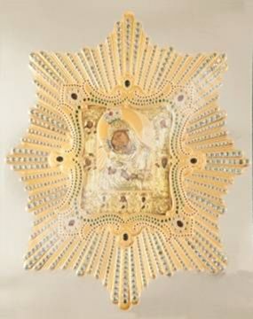 Ікона Почаївська Божа матір Богородиця в дерев'яній рамці №1 18х24 подвійне тиснення православна