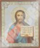 Ікона Ісус Христос Спаситель 14 в жорсткій ламінації 6х9 з оборотом, подвійне тиснення церковнослов&#39;янська