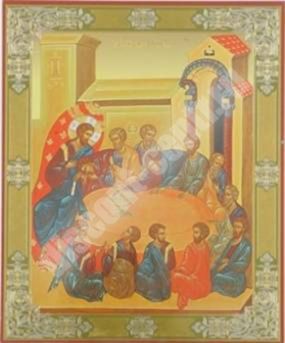 The icon of the last supper on masonite No. 1 18x24 double embossed at the temple