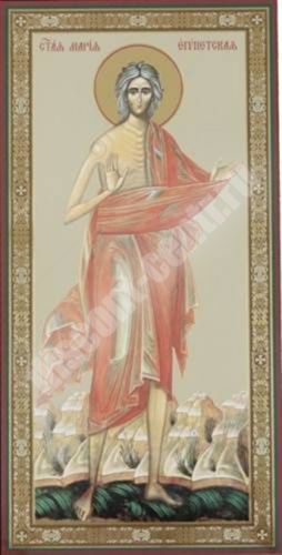 Икона Мария Египетская Оптинский на оргалите №1 11х22 двойное тиснение русская
