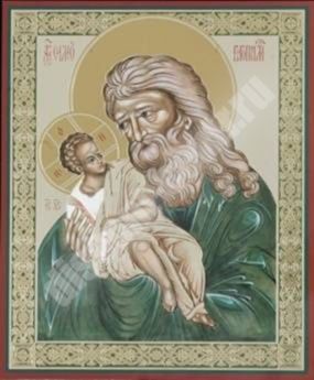 The icon of Simeon the God-receiver of Optina on masonite No. 1 11х13 double embossed Church