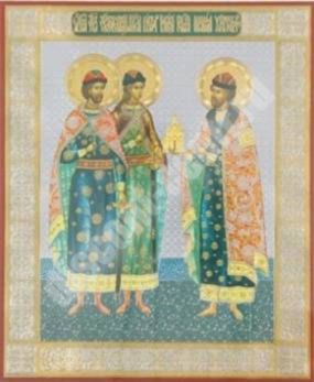 Icon of Boris and Gleb, the novel on masonite No. 1 11х13 double embossed Orthodox