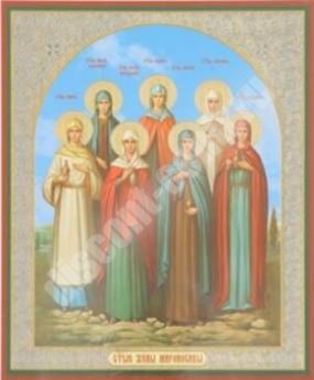 Icon of the Myrrh-bearing women in wooden frame 11х13 Set with angel Day, double embossing Slavic