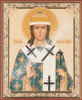 Ікона Микита князь Новгородський 2 на оргалите №1 11х13 подвійне тиснення зцілювальна