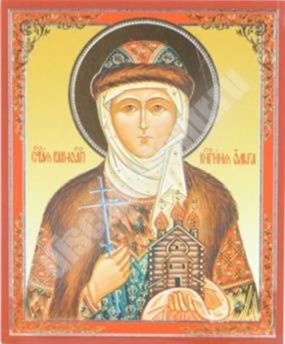 Icon Olga 2 on a wooden tablet 6x9 double stamping, annotation, packaging, label Episcopal