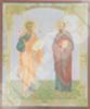 Икона Петр Павел в жесткой ламинации 5х8 с оборотом церковная
