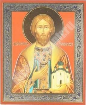 Icon Roman of Ryazan 2 in wooden frame 11х13 Set with angel Day, double embossing consecrated