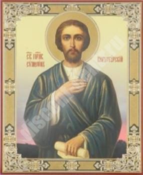 The icon of Simeon of Verkhotursk 3 in wooden frame 11х13 Set with angel Day, double embossing blessed