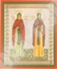 Икона Кирилл и Мария на деревянном планшете 6х9 двойное тиснение, аннотация, упаковка, ярлык чудотворная