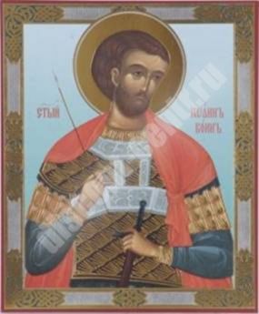 Ікона Іоанн Воїн 2 в дерев'яній рамці №1 11х13 подвійне тиснення єрусалимська