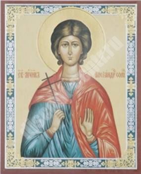 The icon of Alexander of Thessalonica on masonite No. 1 11х13 double embossed Greek