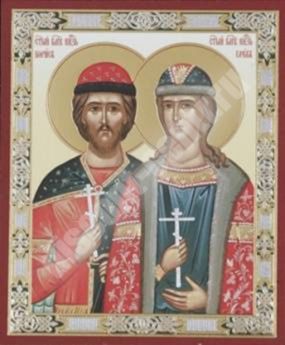 Icon of Boris and Gleb 4 in wooden frame No. 1 11х13 double embossed Holy