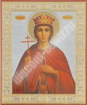 Icon Catherine in hard lamination 5x8 with a turnover of miraculous